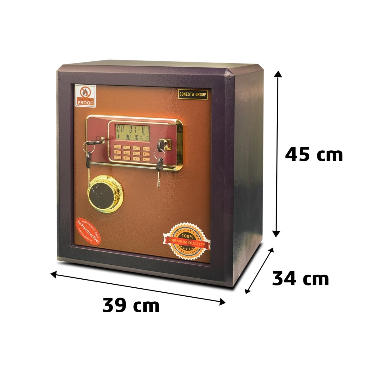 Sonesta 45 Safe – 49 kg with Digital & Key Lock - trust - Half - Armored Safe - Sonesta safes - SonestaPurple45